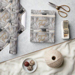 Elegant "Congrats Grad" with Graduation Cap Wrapping Paper