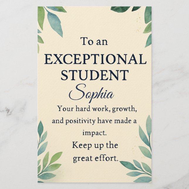 Elegant Congratulations Card for an Exceptional St (Front)