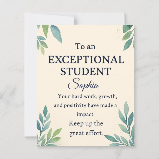 Elegant Congratulations Card for an Exceptional St (Front)