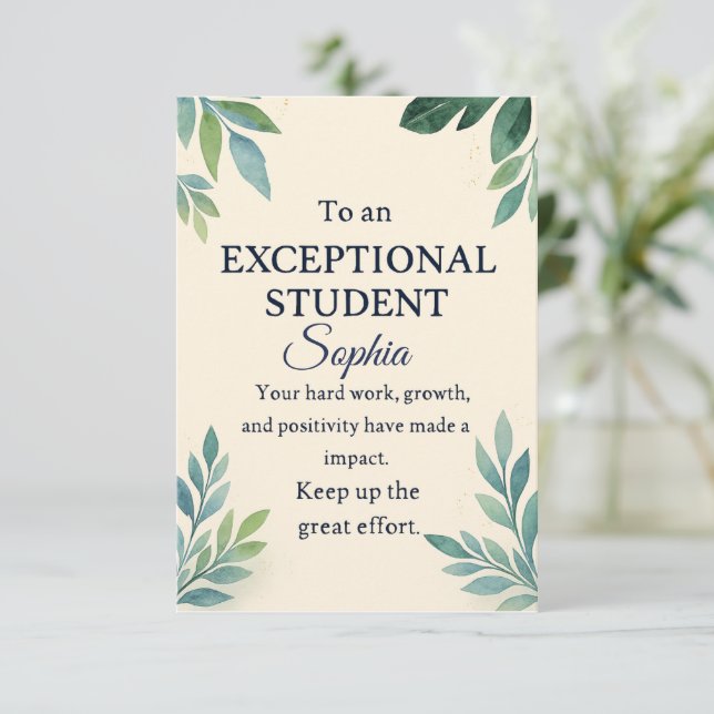 Elegant Congratulations Card for an Exceptional St (Standing Front)