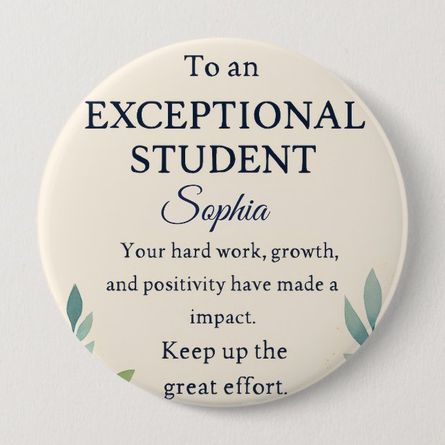 Elegant Congratulations Card for an Exceptional St 10 Cm Round Badge (Front)