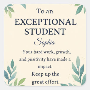 Elegant Congratulations Card for an Exceptional St Square Sticker