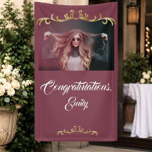 Elegant Congratulations Gold Ornament Photo Banner