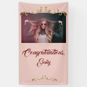 Elegant Congratulations Gold Ornament Photo Party Banner