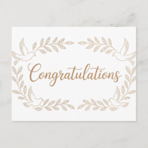Elegant "Congratulations" Greeting with Doves  Postcard