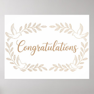 Elegant "Congratulations" Greeting with Doves Poster
