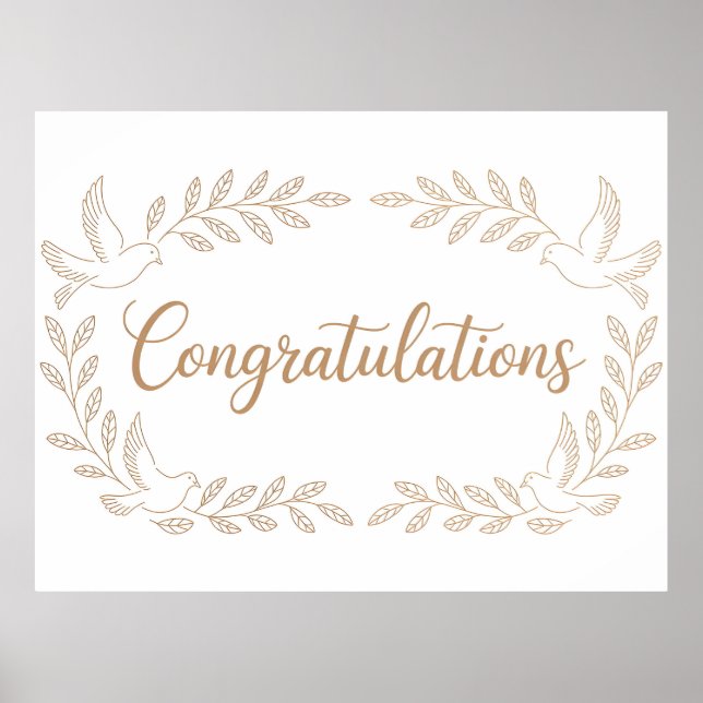 Elegant "Congratulations" Greeting with Doves  Poster (Front)