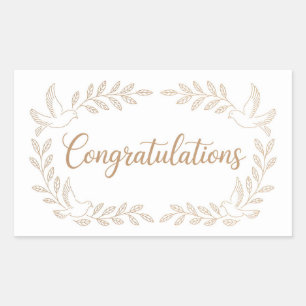 Elegant "Congratulations" Greeting with Doves  Rectangular Sticker
