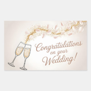 Elegant "Congratulations on Your Wedding" Rectangular Sticker