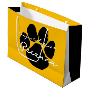 Elegant Congratulations Pawprint Gold & Black Large Gift Bag