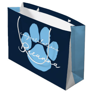 Elegant Congratulations Pawprint Navy & Baby Blue Large Gift Bag