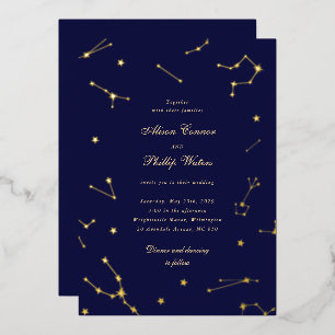 Elegant Constellation Blue And Gold Wedding