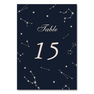 Elegant Constellation Blue Wedding Table Number