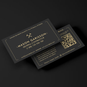 Elegant Construction Black General Contractor Business Card