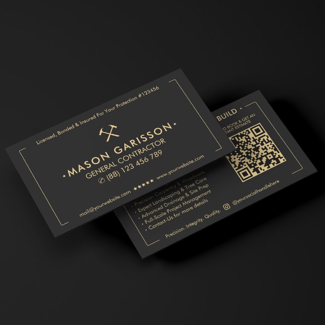 Elegant Construction Black General Contractor Business Card (Elegant Construction Black General Contractor Business Card
)