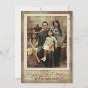 Elegant Contemporary Antique Holiday Photo Card