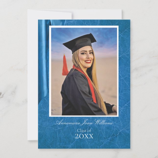 Elegant Contemporary Blue Graduation Card (Front)