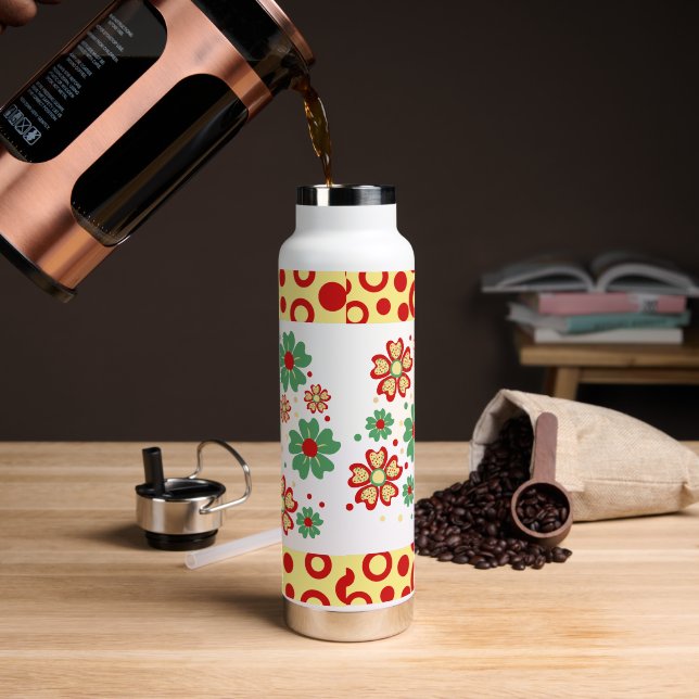 Elegant  Contemporary Chic Floral Water Bottle (Coffee)