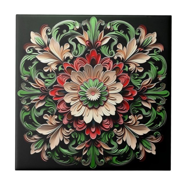 Elegant Contemporary Colourful Modern Ornate Tile (Front)