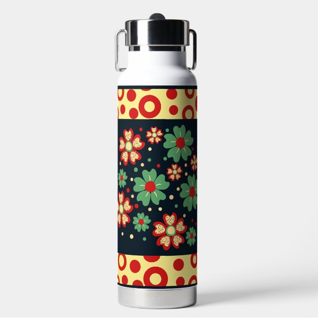 Elegant  Contemporary  Floral Pattern Water Bottle (Front)
