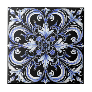 Elegant Contemporary Modern Ornate Azure Tile