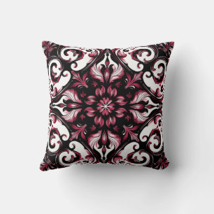 Elegant Contemporary Modern Ornate Burgundy Cushion