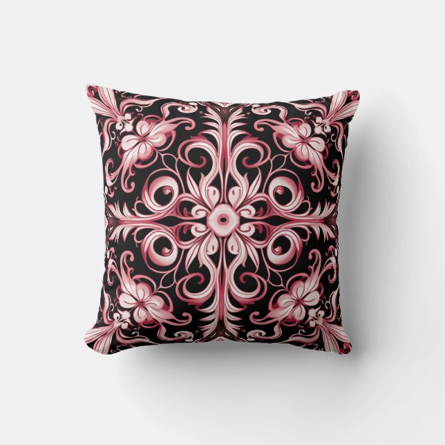 Elegant Contemporary Modern Ornate Burgundy Cushion (Front)