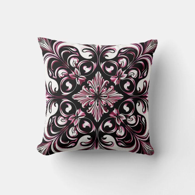 Elegant Contemporary Modern Ornate Burgundy Cushion (Front)