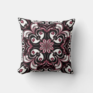 Elegant Contemporary Modern Ornate Burgundy Cushion