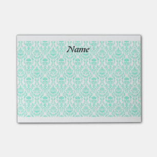Elegant contemporary turquoise damask post-it notes