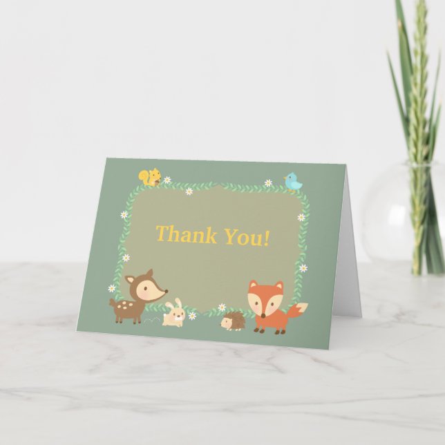 Elegant Contemporary Woodland Animal Thank You (Front)