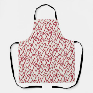 Elegant Continuous Line Hearts Pattern Kitchen Apr Apron