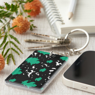 Elegant Contrast – Green & Black Abstract Key Ring