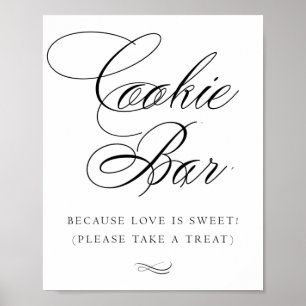 Elegant Cookie Bar Black Calligraphy   Chic Table Poster