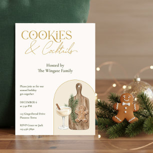 Elegant Cookies and Cocktails Christmas Party Invitation