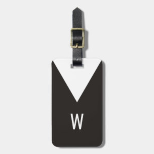 Elegant Cool Black White Geometric Monogram Luggage Tag