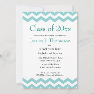 elegant,cool blue chevron photo graduation invitation