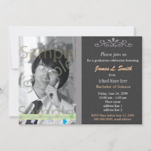 Elegant, cool grey photo university graduation invitation