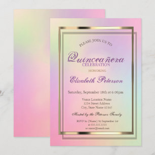 Elegant  Cool  Holographic Quinceañera Invitation