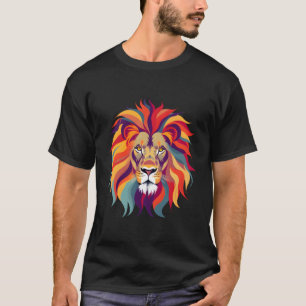 Elegant Cool Lion Head Design With Bright Colourfu T-Shirt