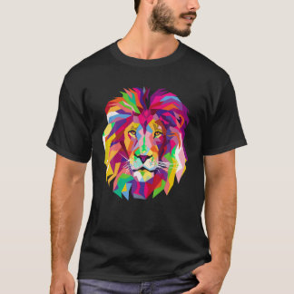 Elegant Cool Lion Head T Shirt Design with Bright 