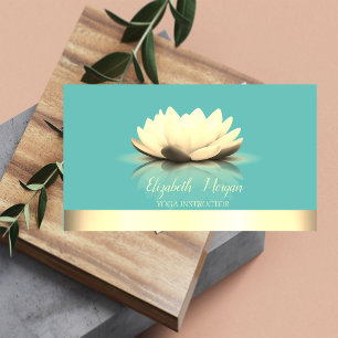 Elegant Cool Lotus Gold Stripe Yoga Business Card