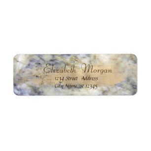 Elegant Cool Marble Stone, Faux Gold Brush Stroke