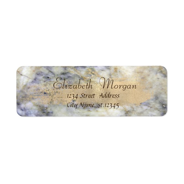 Elegant Cool Marble Stone,  Faux Gold Brush Stroke (Front)
