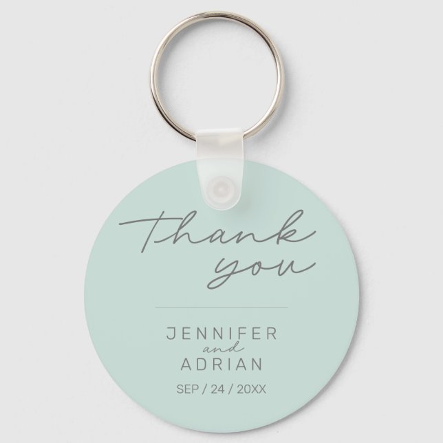 Elegant Cool Mint Minimal Wedding keychain  (Front)