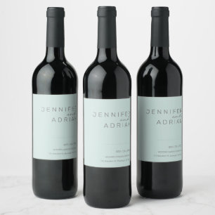 Elegant Cool Mint Minimal White and Red Wine Labe Label