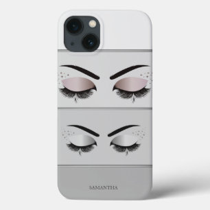 Elegant Cool Modern Grey Striped,Lashes  iPhone 13 Case