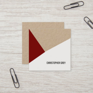 Elegant Cool Paper Kraft Grey Burgendy Square Business Card