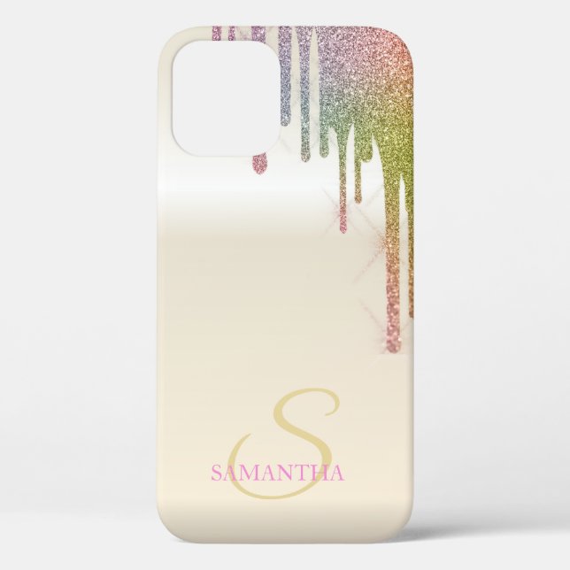 Elegant Cool Rainbow Glitter Drips  Case-Mate iPhone Case (Back)