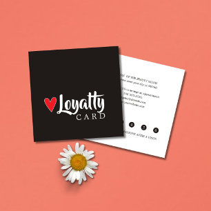 Elegant Cool Red Heart Beauty Salon Loyalty Card